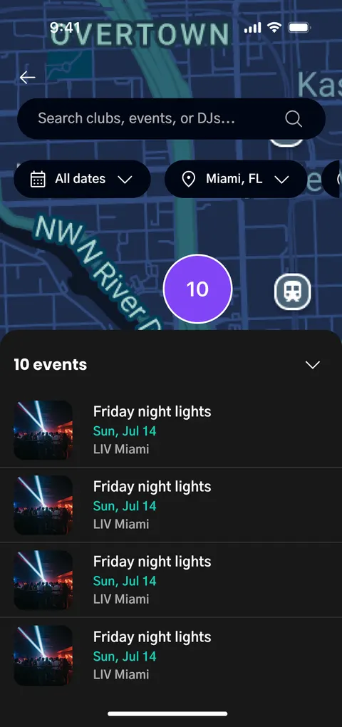 NITELYFE App - Events Map