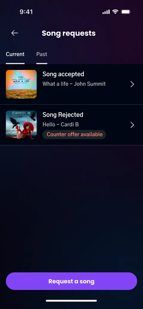 NITELYFE App - Song Requests